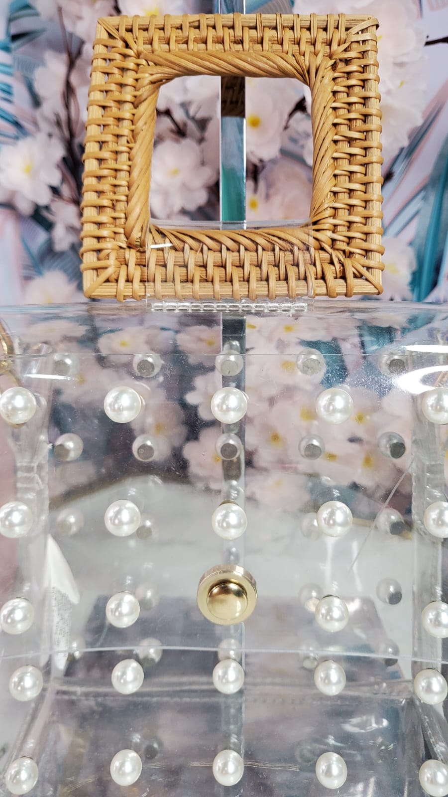 BOLSO DE MANO TRANSPARENTE CON PERLAS