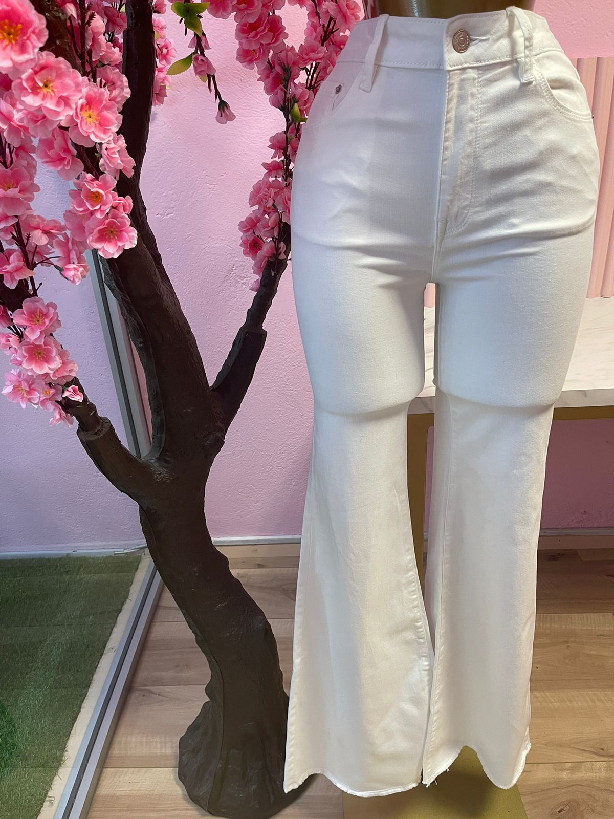 Pantalon cheap campana blanco