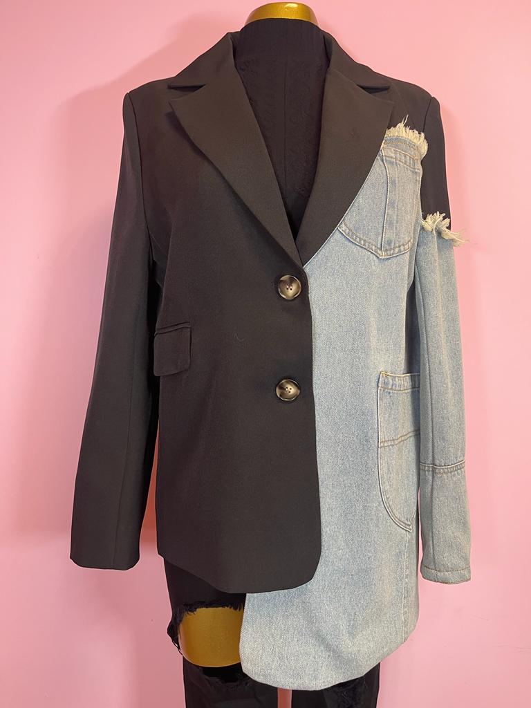 BLAZER COMBINADO MEZCLILLA/NEGRO