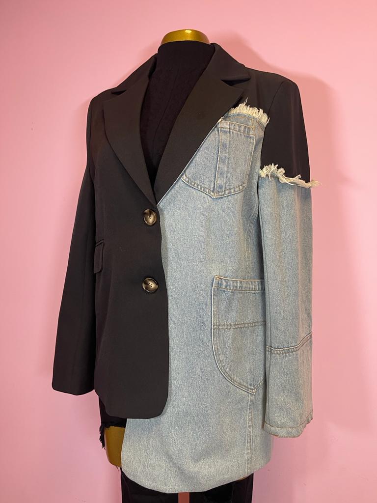 BLAZER COMBINADO MEZCLILLA/NEGRO
