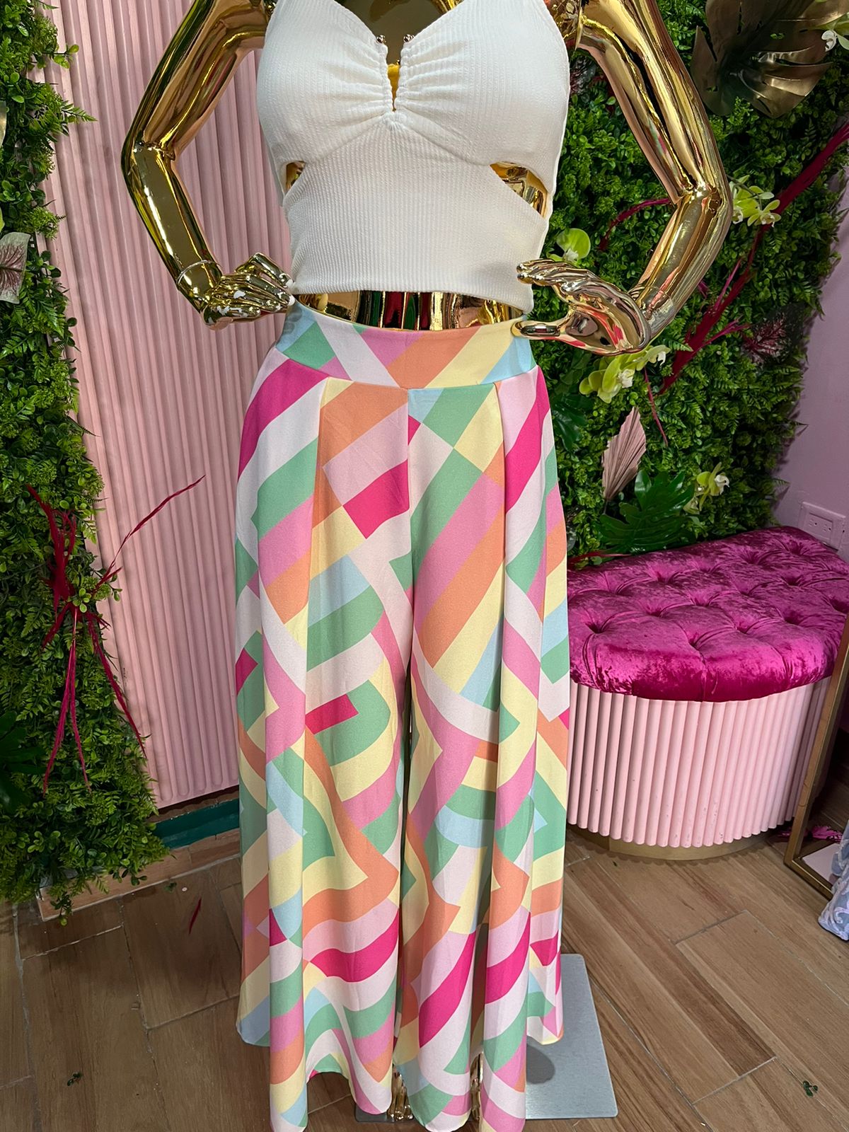 PANTALON PALAZZO A RAYAS MULTICOLOR