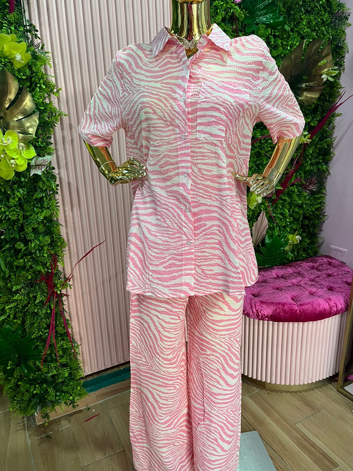 SET PLAYA PALAZZO/BLUSA CEBRA ROSA