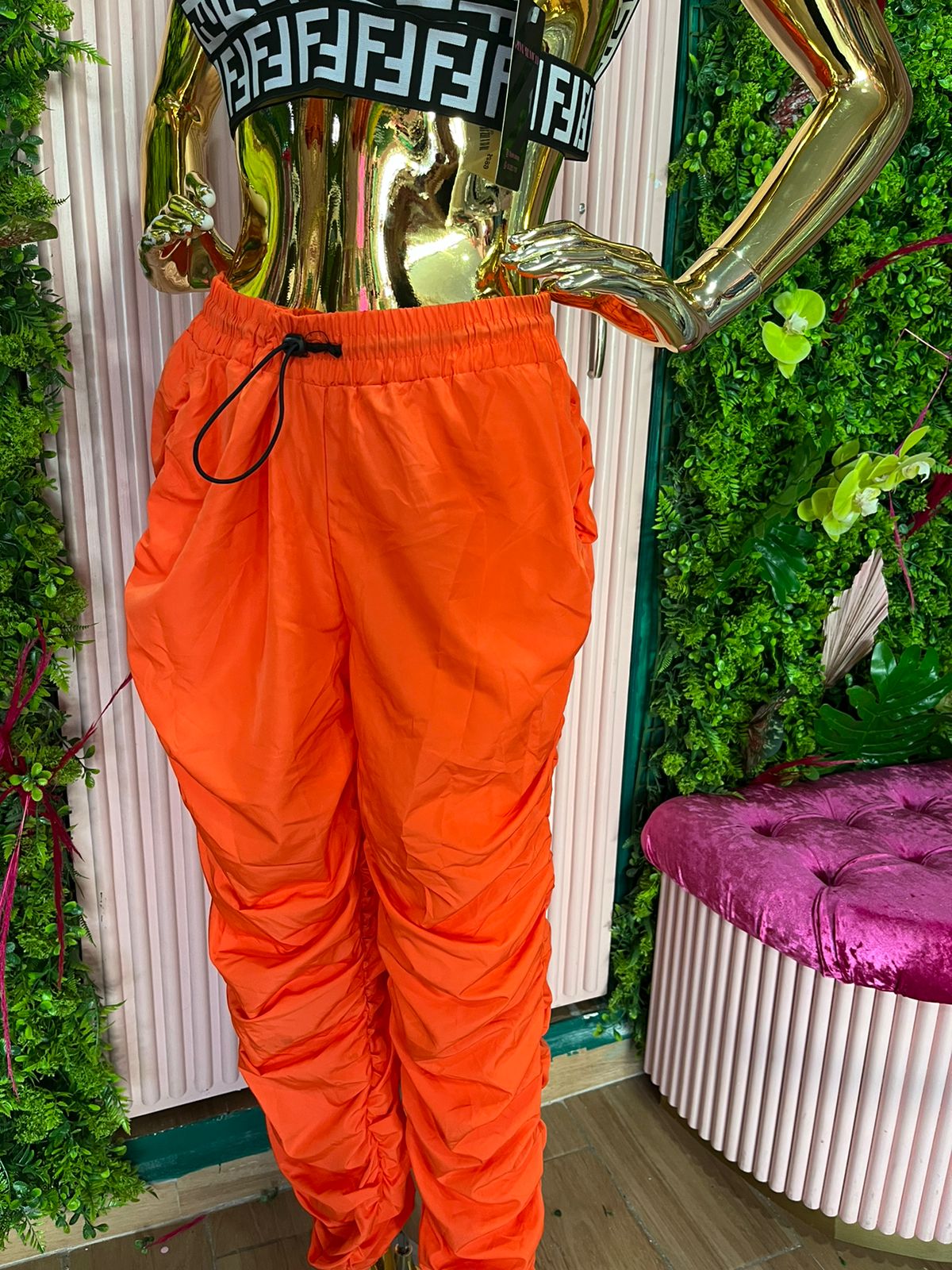 PANTALON TIPO PANS DRAPEADO NARANJA