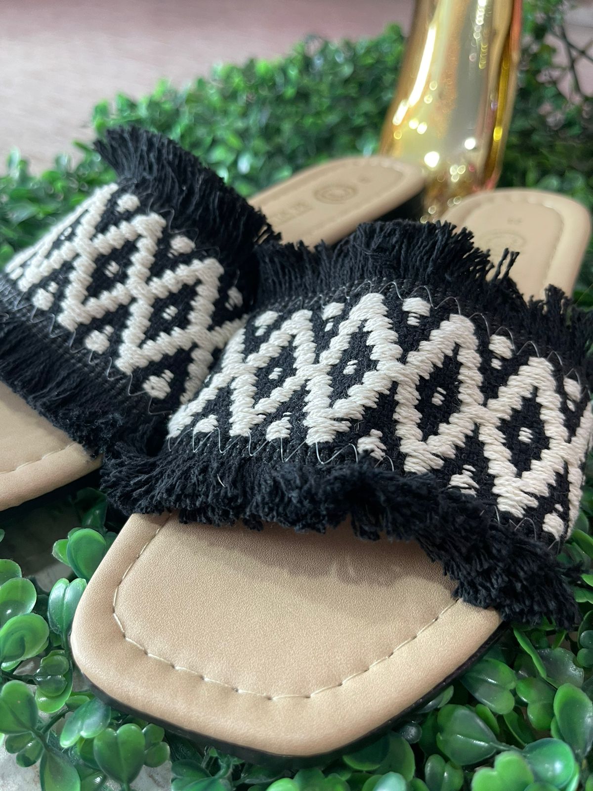 SANDALIAS TEJIDAS BLACK WHITE