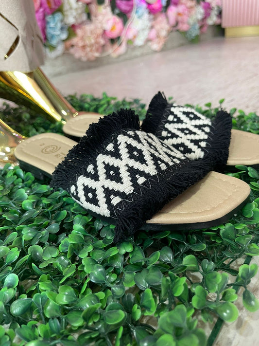 SANDALIAS TEJIDAS BLACK WHITE