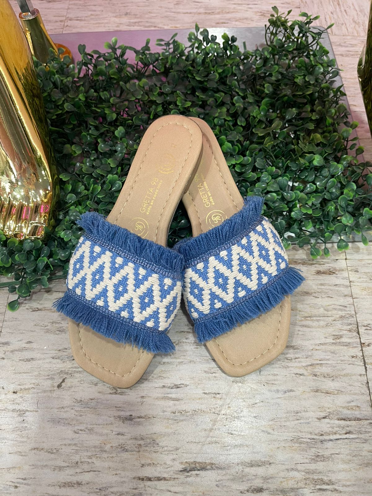 SANDALIAS TEJIDAS BLUE WHITE