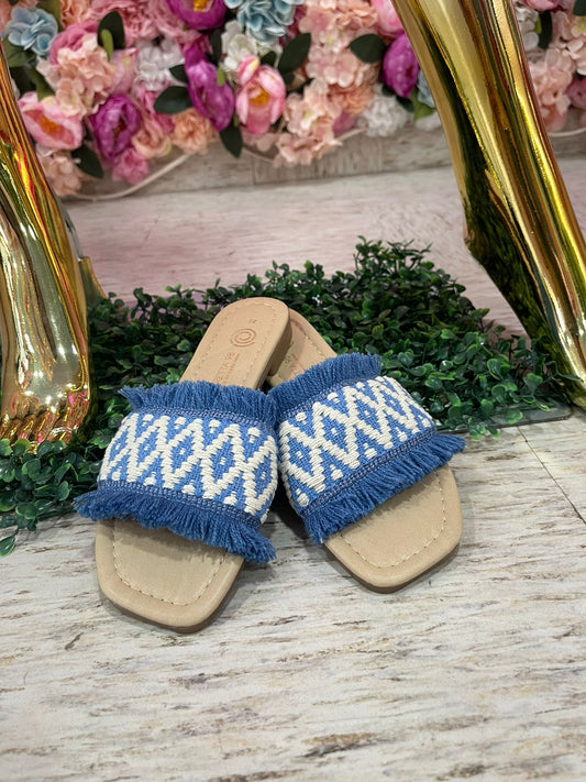 SANDALIAS TEJIDAS BLUE WHITE