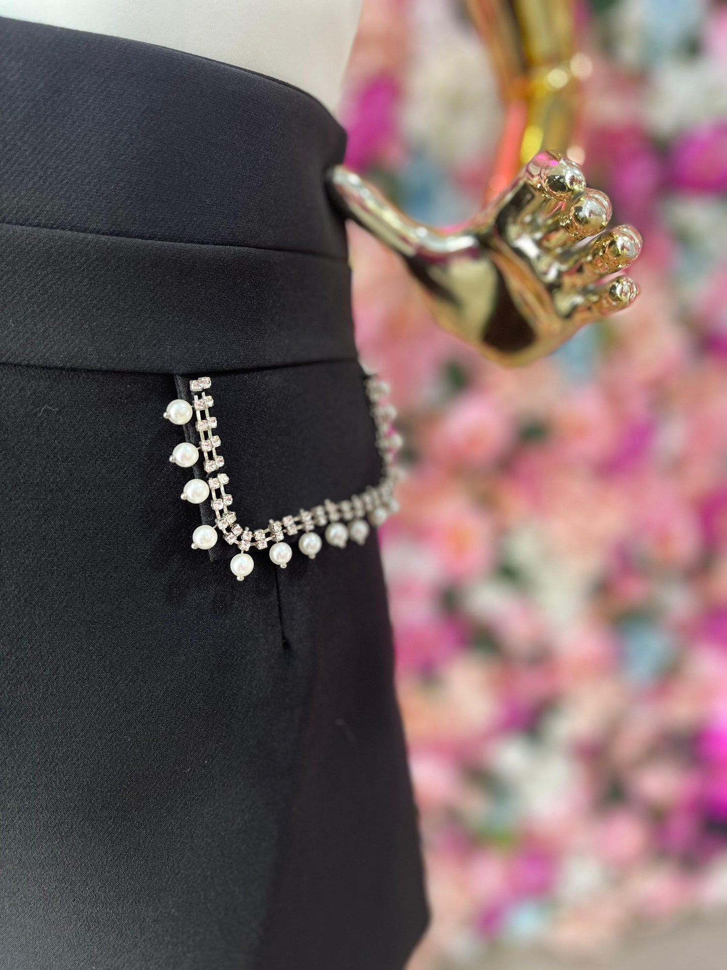 SHORT PERLAS/CRISTALES NEGRO