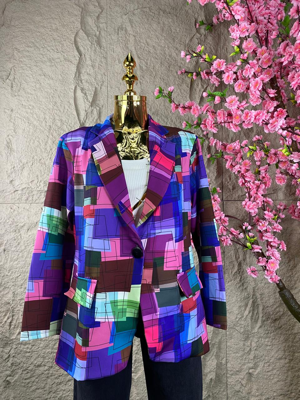 BLAZER GEOMETRICO MULTICOLOR