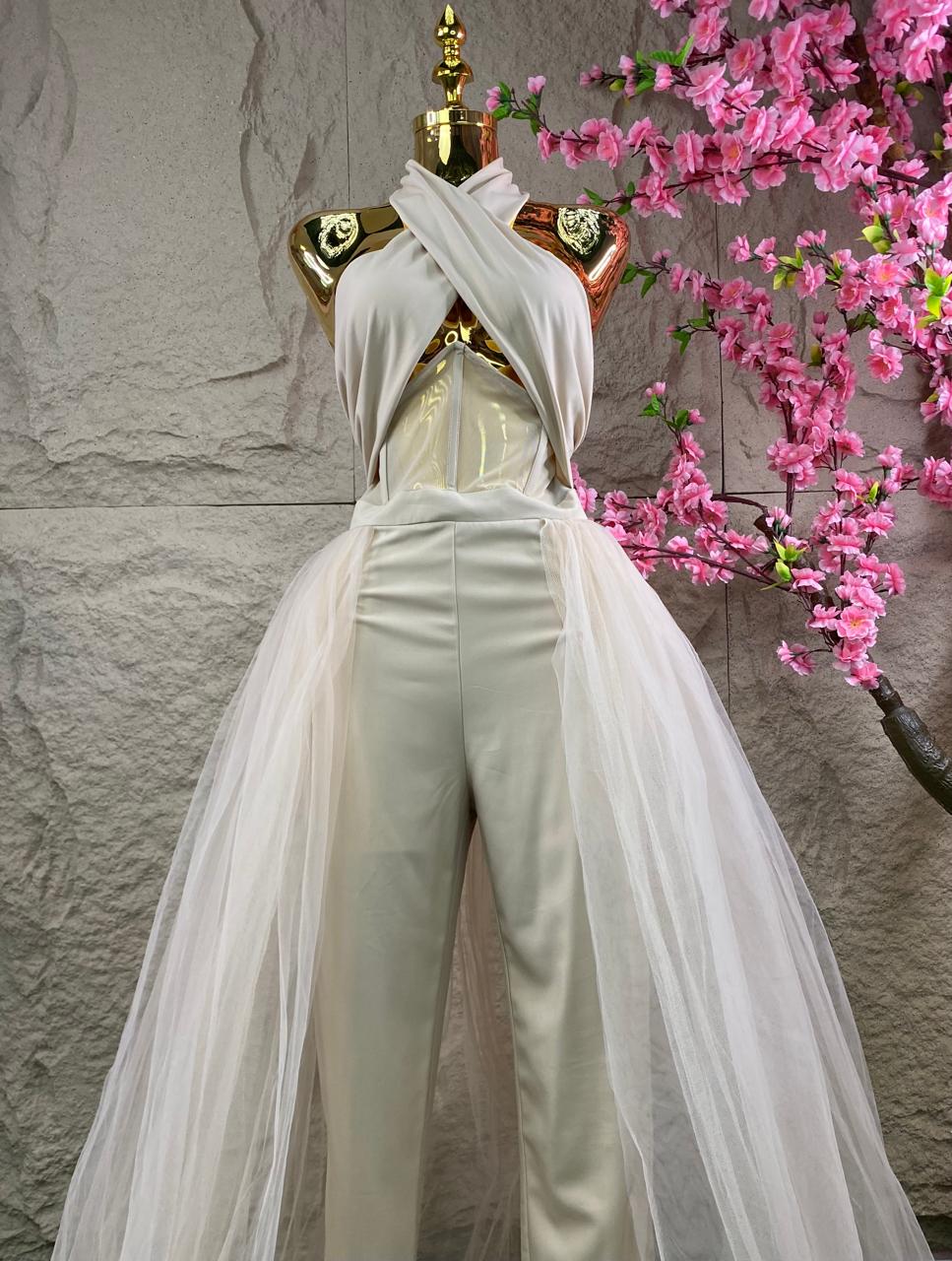 JUMPSUIT/CORSET CON TUL BEIGE