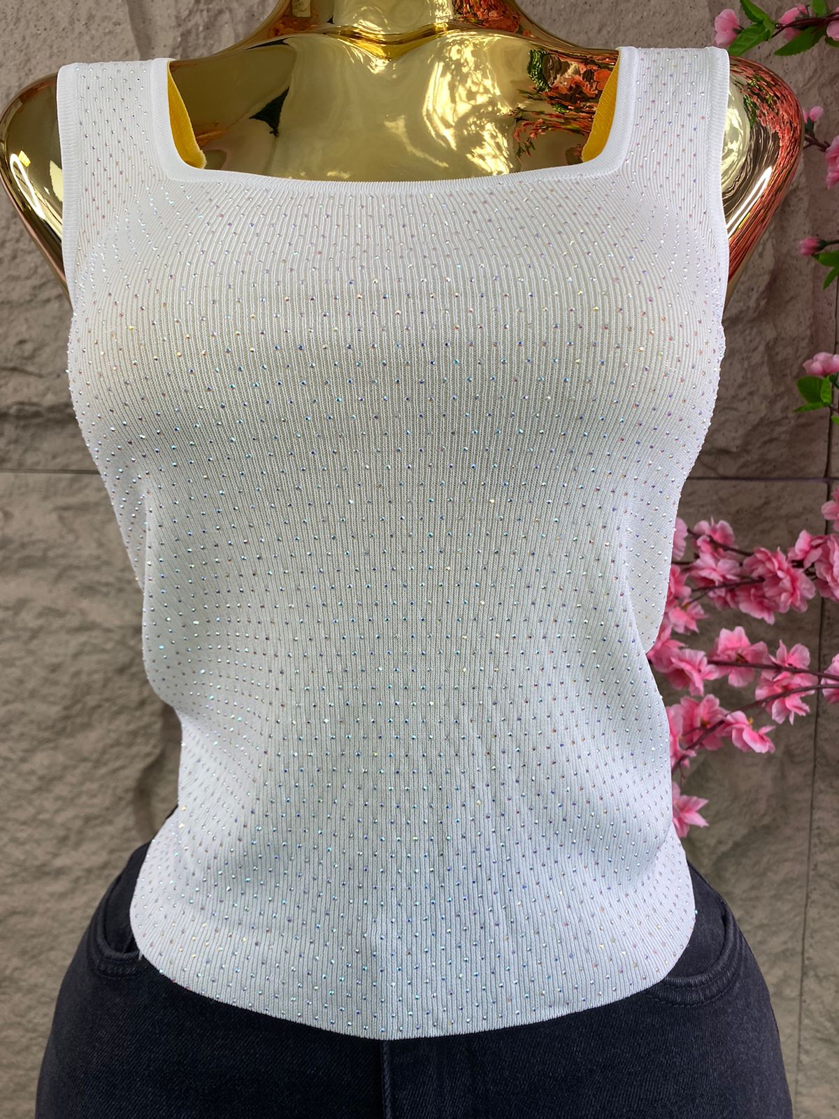BLUSA SM CON BRILLOS BLANCA