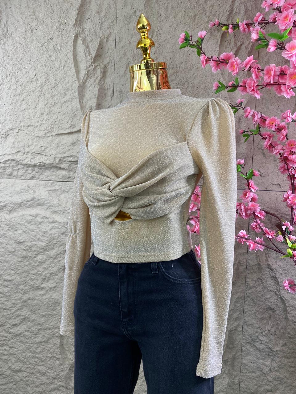 BLUSA TOP ML DORADO