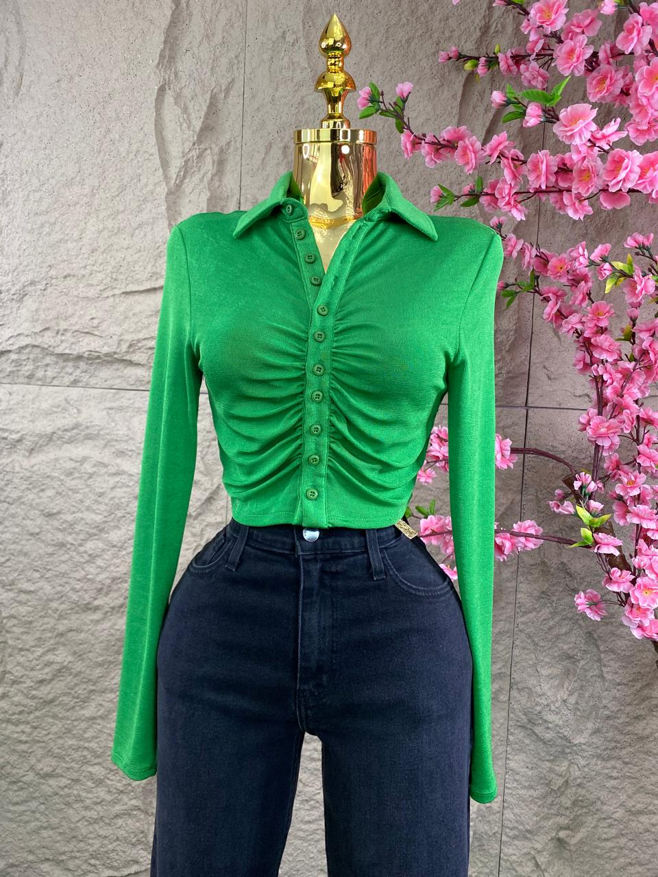 BLUSA TOP ML VERDE BRILLANTE