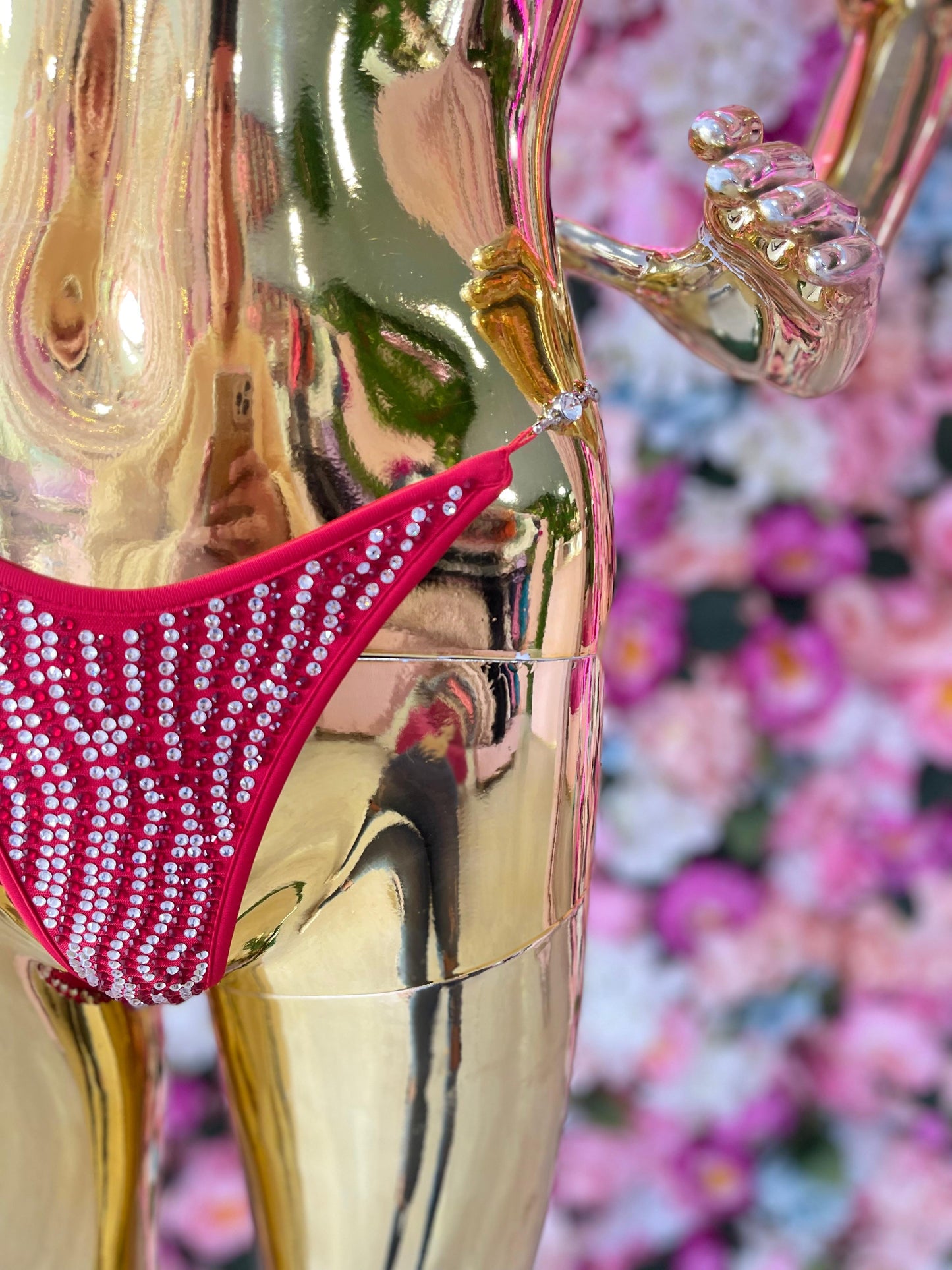 TRAJE DE BAÑO BRILLOS ROJO