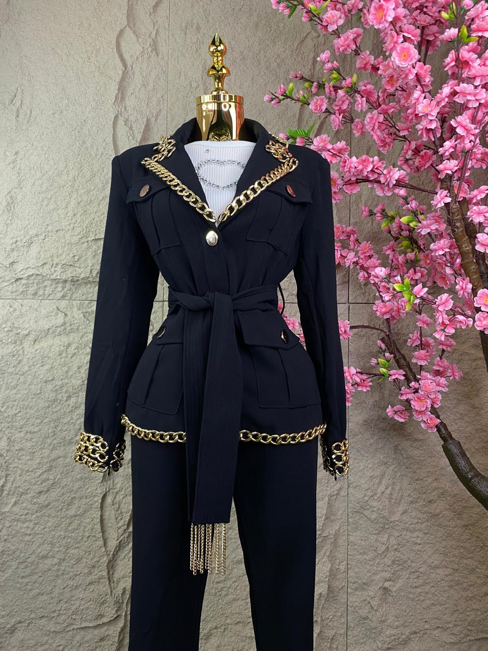 CONJUNTO SACO/PANTALON CADENAS NEGRO