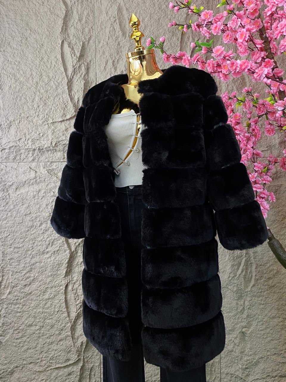 ABRIGO PELUCHE NEGRO