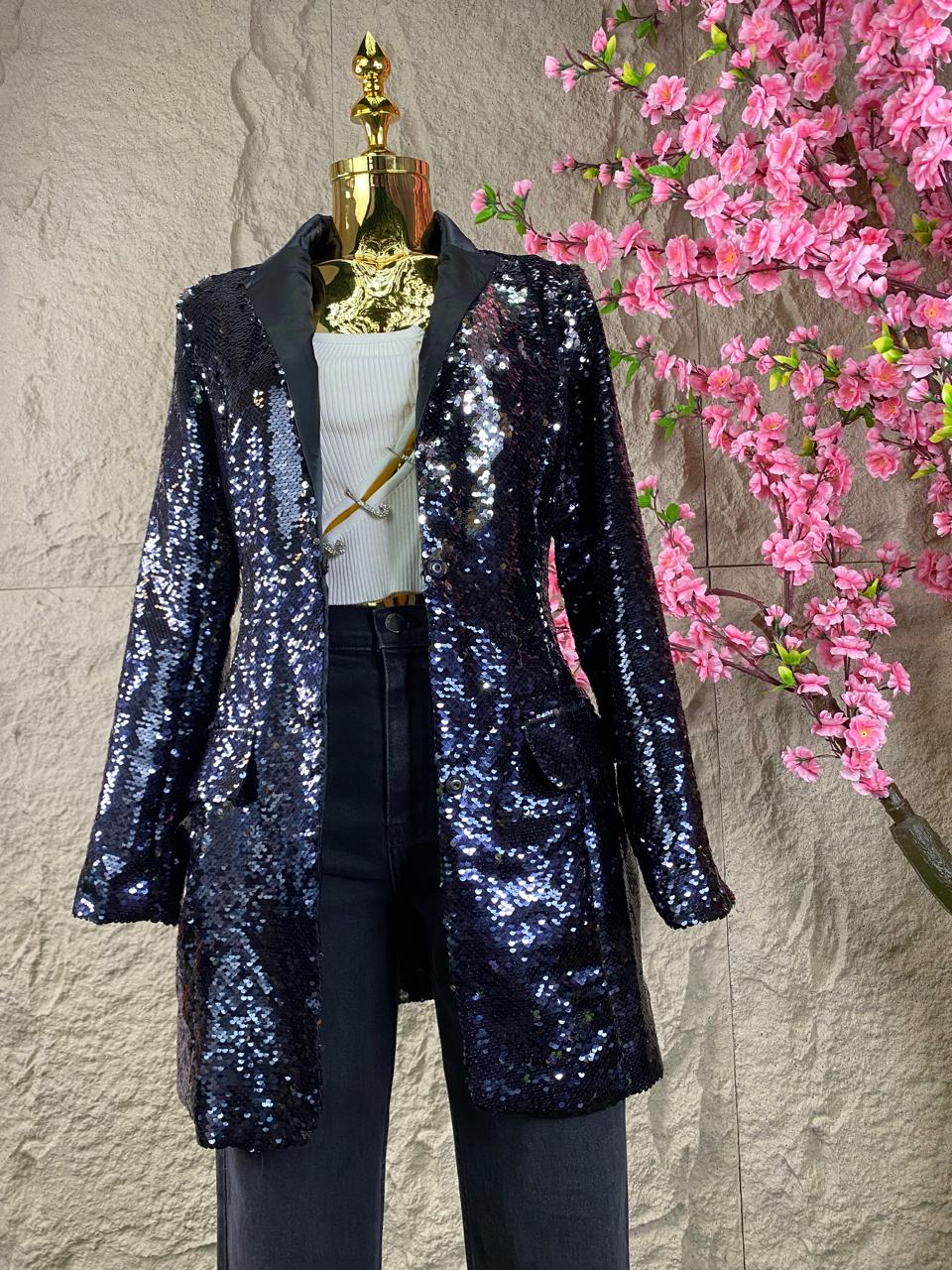 BLAZER LENTEJUELA DOS CARAS NEGRO/PLATA