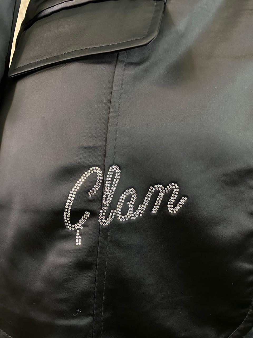 BLAZER CON LETRAS BRILLANTES NEGRO