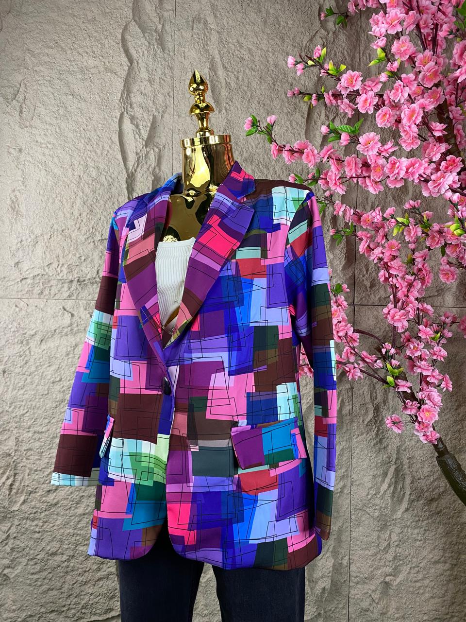 BLAZER GEOMETRICO MULTICOLOR