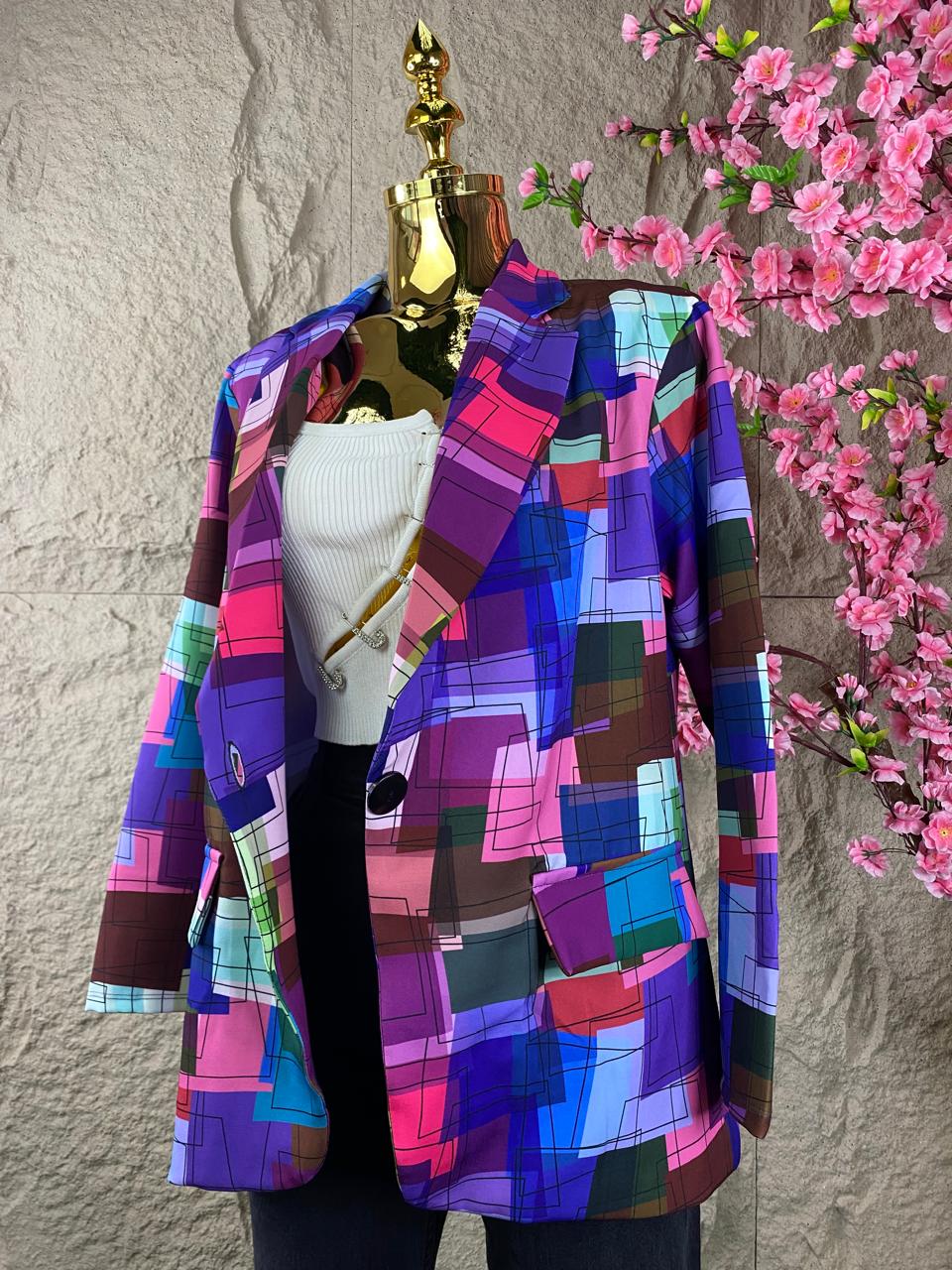 BLAZER GEOMETRICO MULTICOLOR