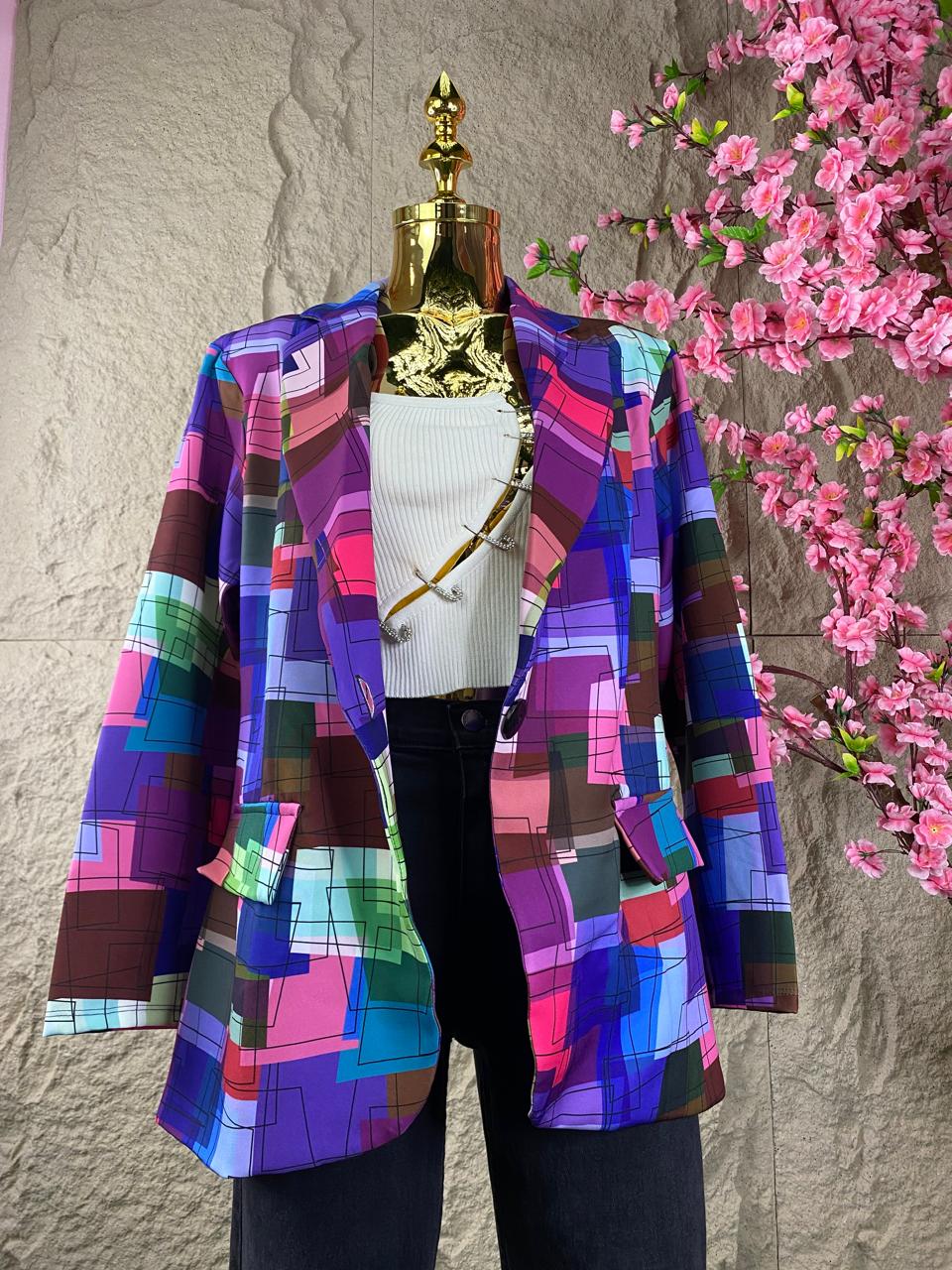 BLAZER GEOMETRICO MULTICOLOR