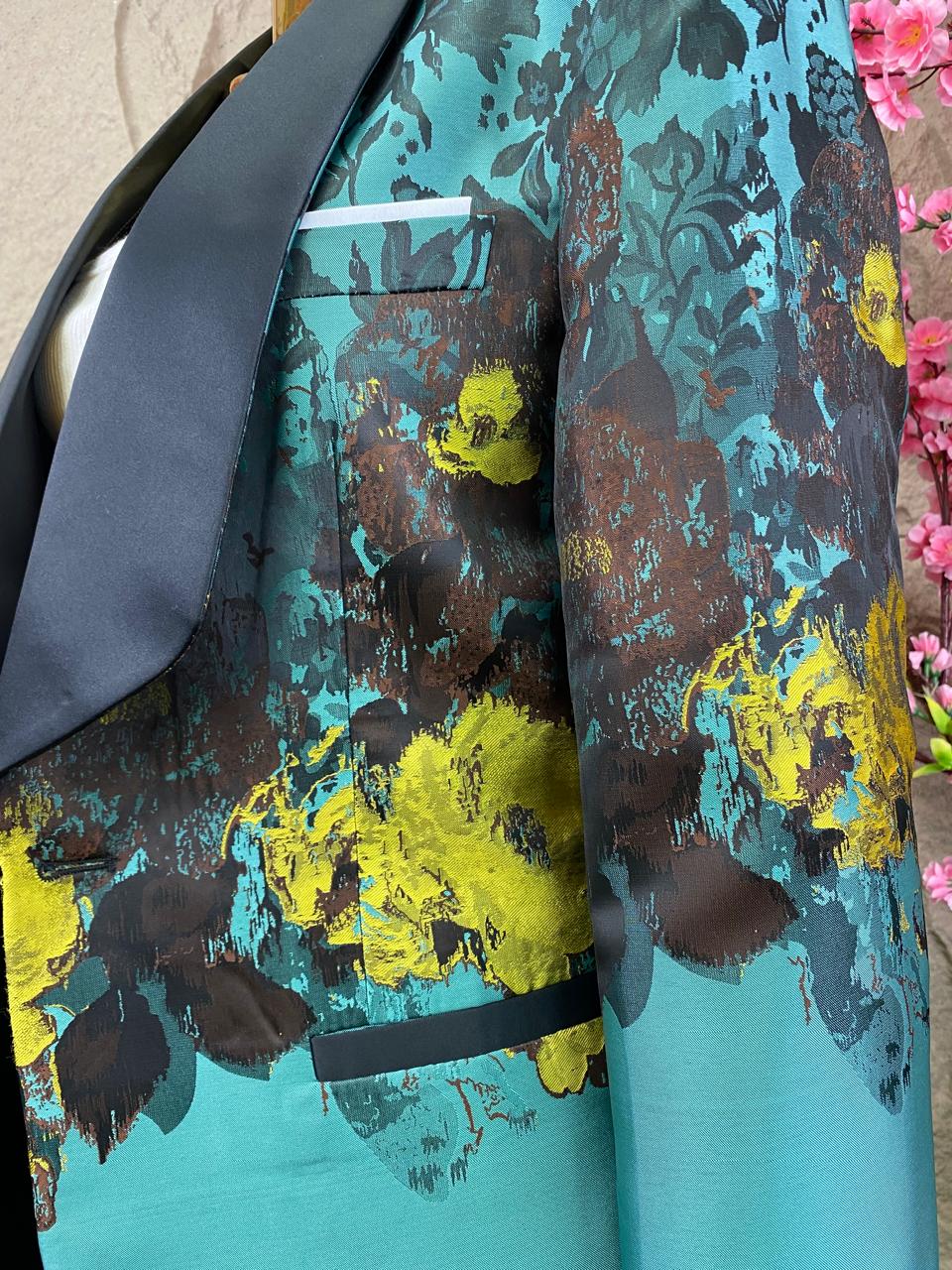 SACO CON SOLAPA ESTAMPADO VERDE