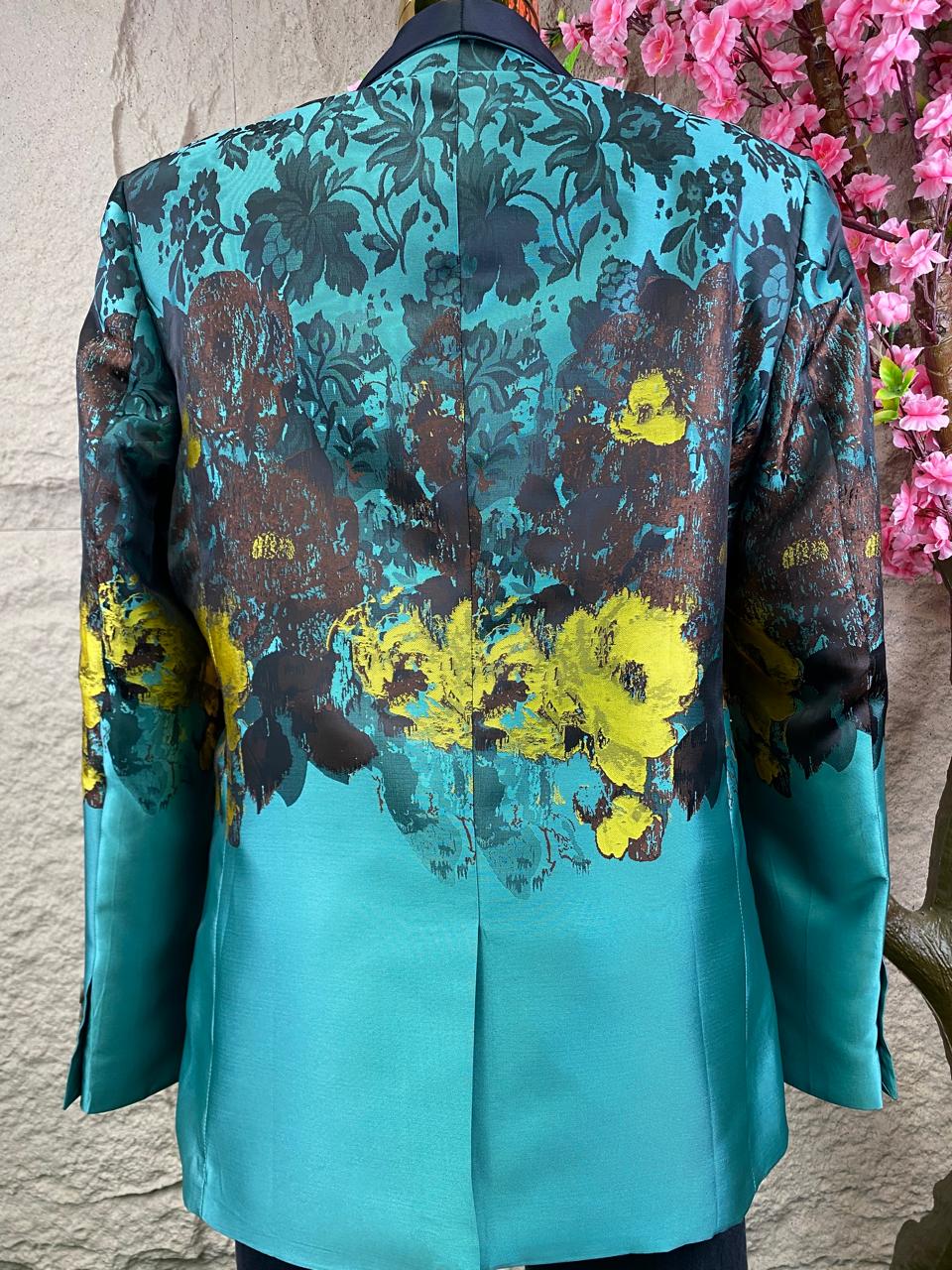 SACO CON SOLAPA ESTAMPADO VERDE