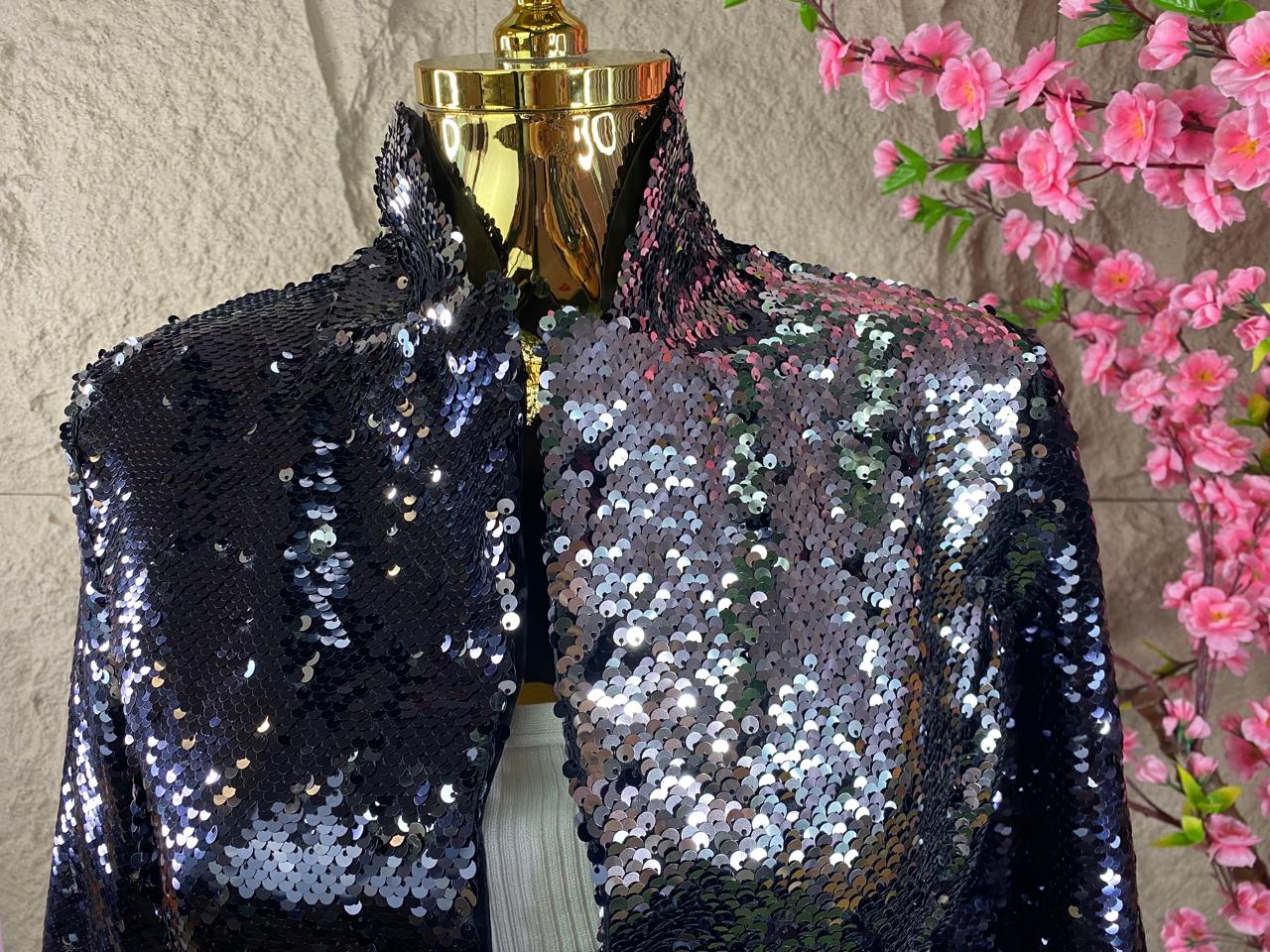 BLAZER LENTEJUELA DOS CARAS NEGRO/PLATA