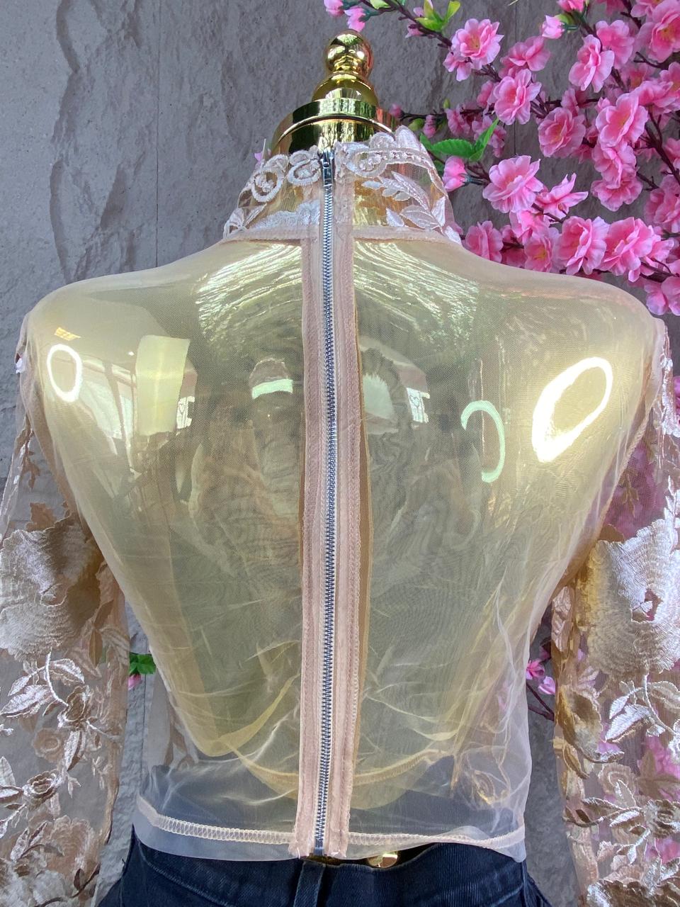 BLUSA CORSET ML ENCAJE DORADO