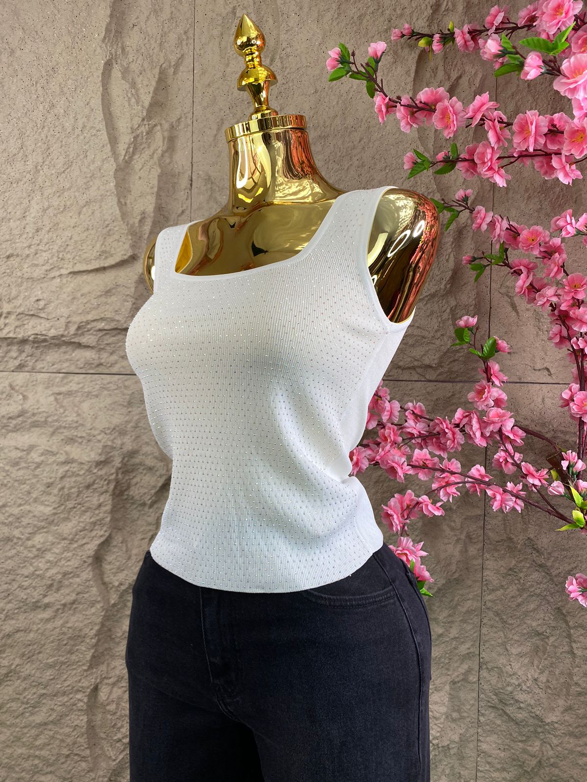 BLUSA SM CON BRILLOS BLANCA