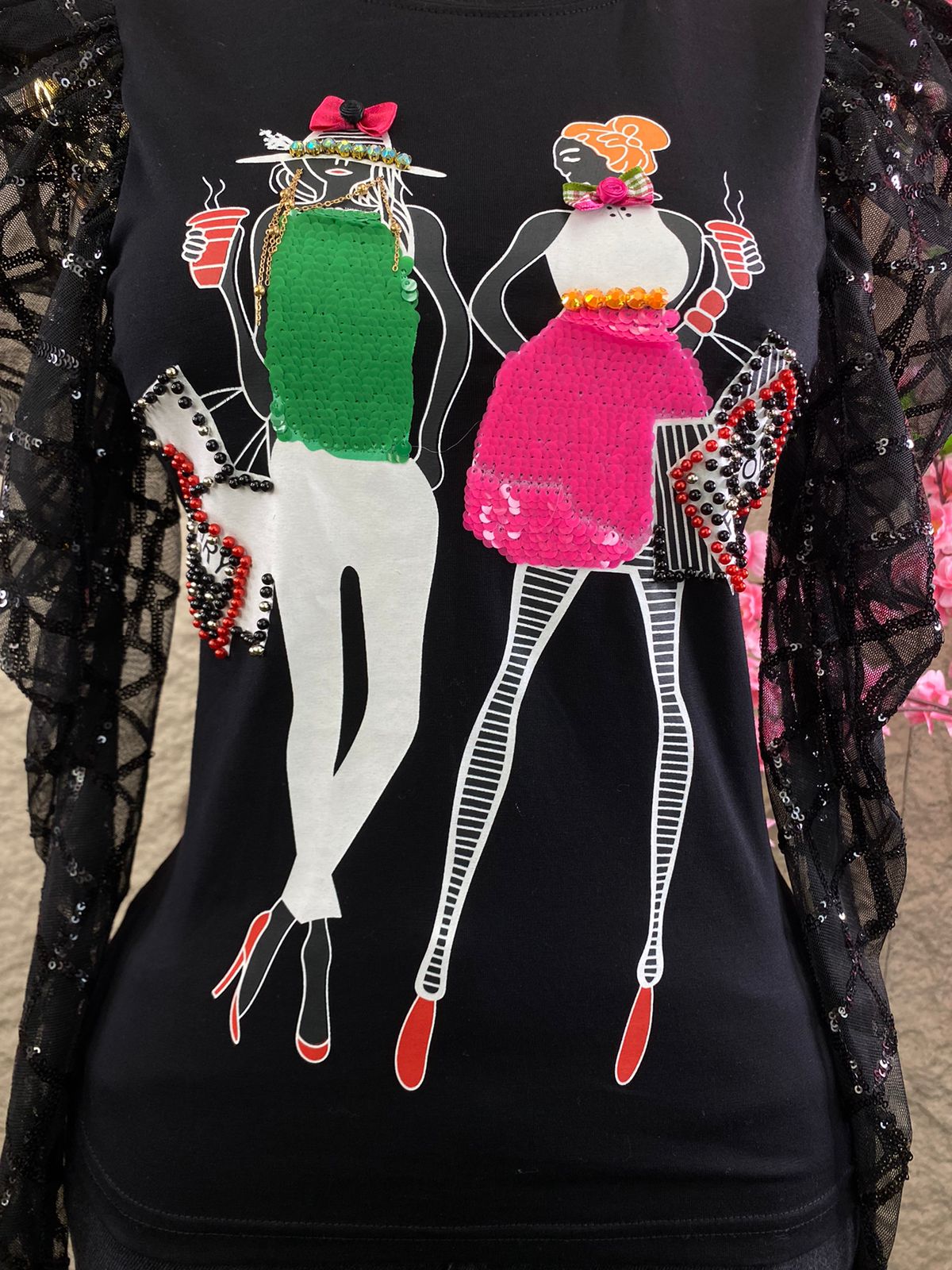 BLUSA ML APLICACIONES FASHION NEGRO