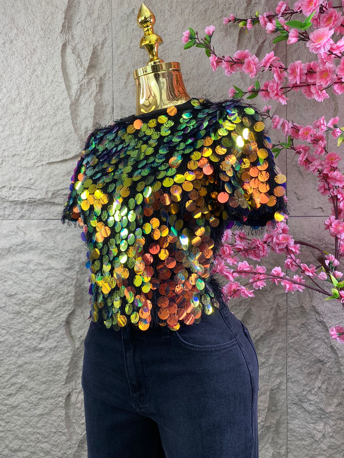 BLUSA MC CON LENTEJUELAS TORNASOL