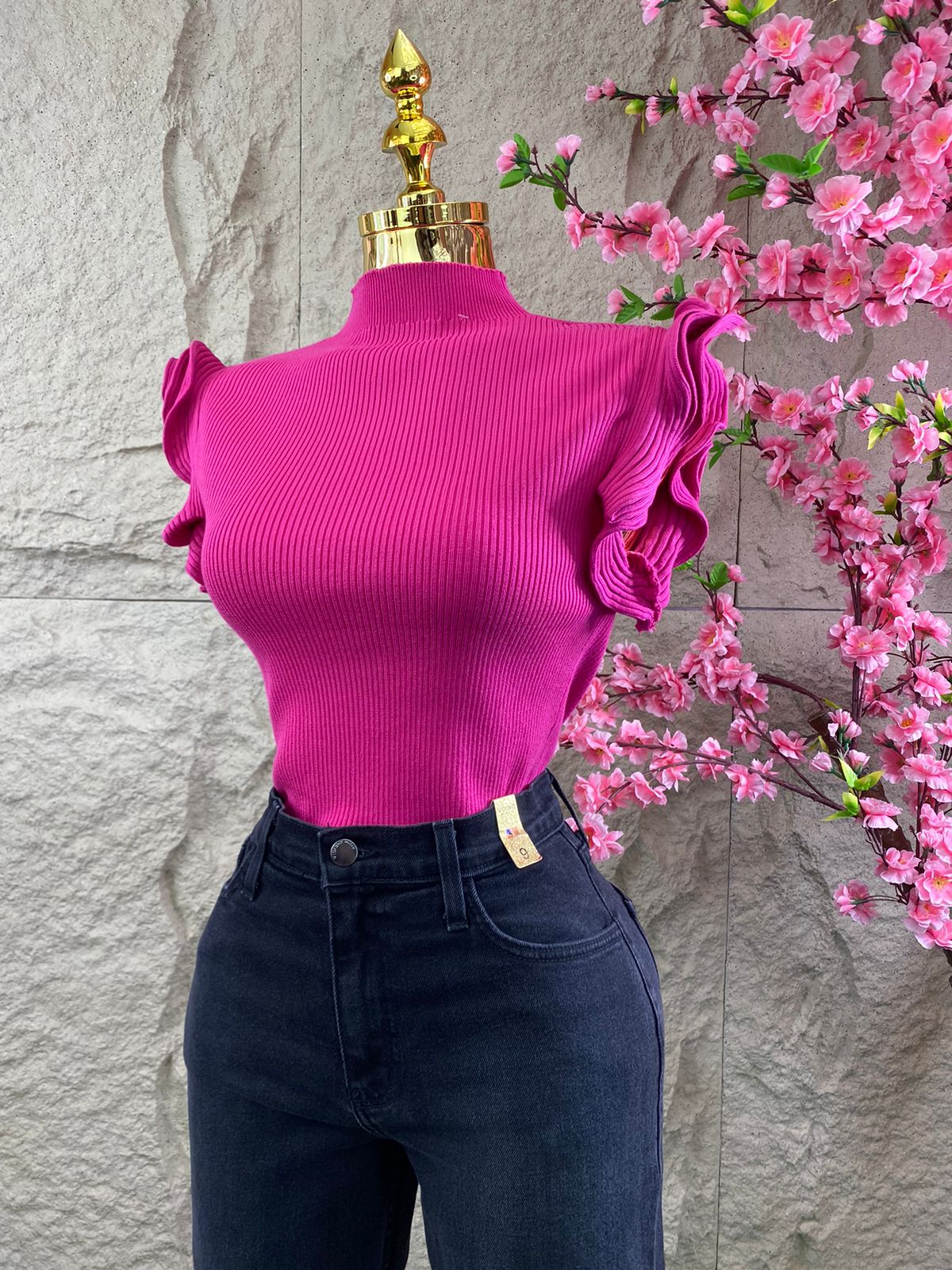BLUSA MC DE PUNTO CON OLANES COLORES