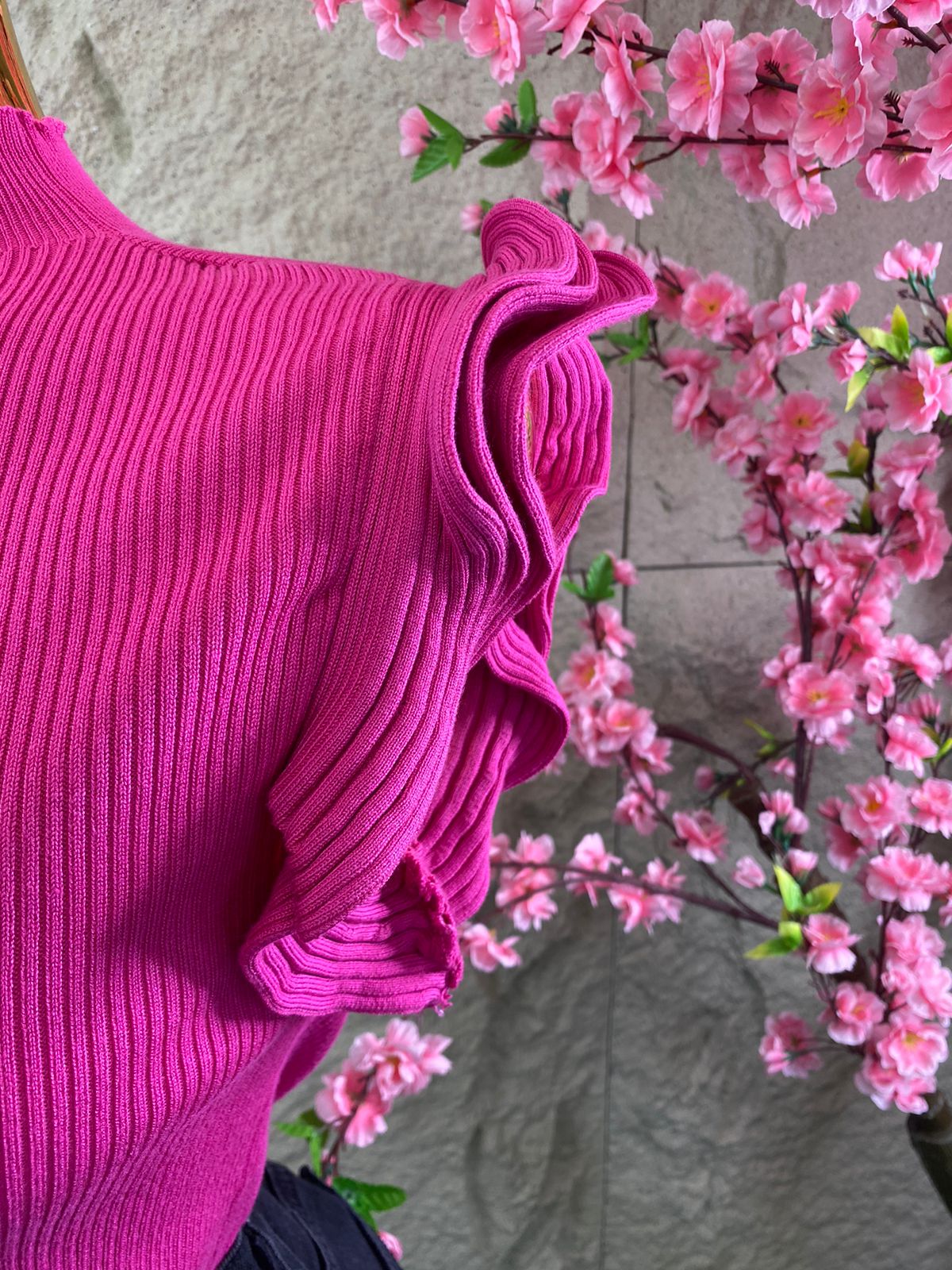 BLUSA MC DE PUNTO CON OLANES COLORES