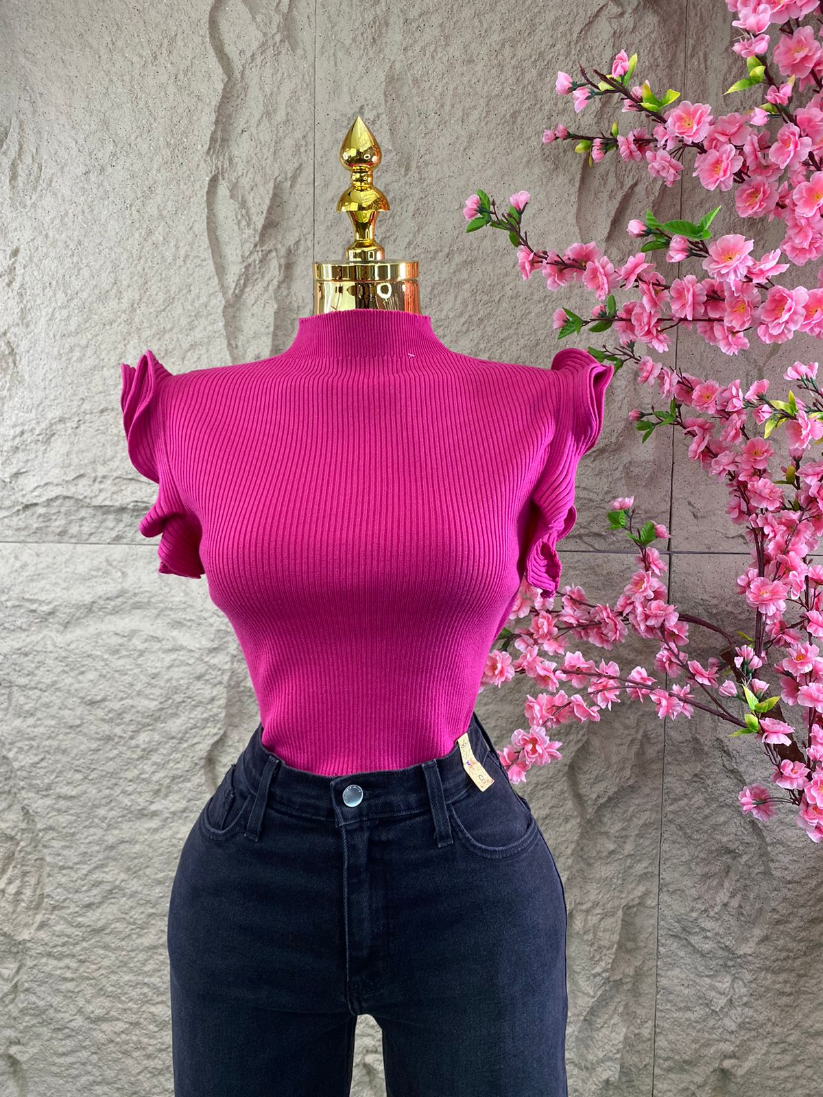 BLUSA MC DE PUNTO CON OLANES COLORES