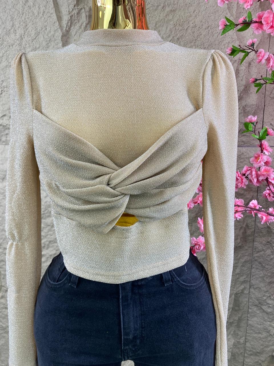 BLUSA TOP ML DORADO