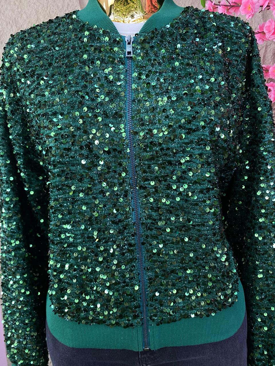 CHAMARRA CON LENTEJUELA VERDE