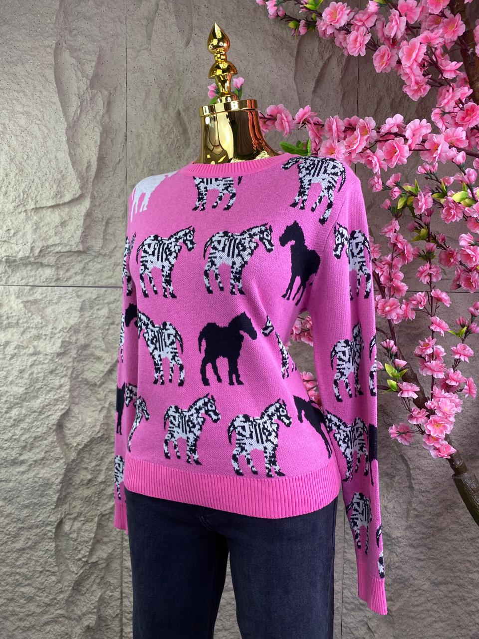 SWEATER DE PUNTO CEBRAS ROSA