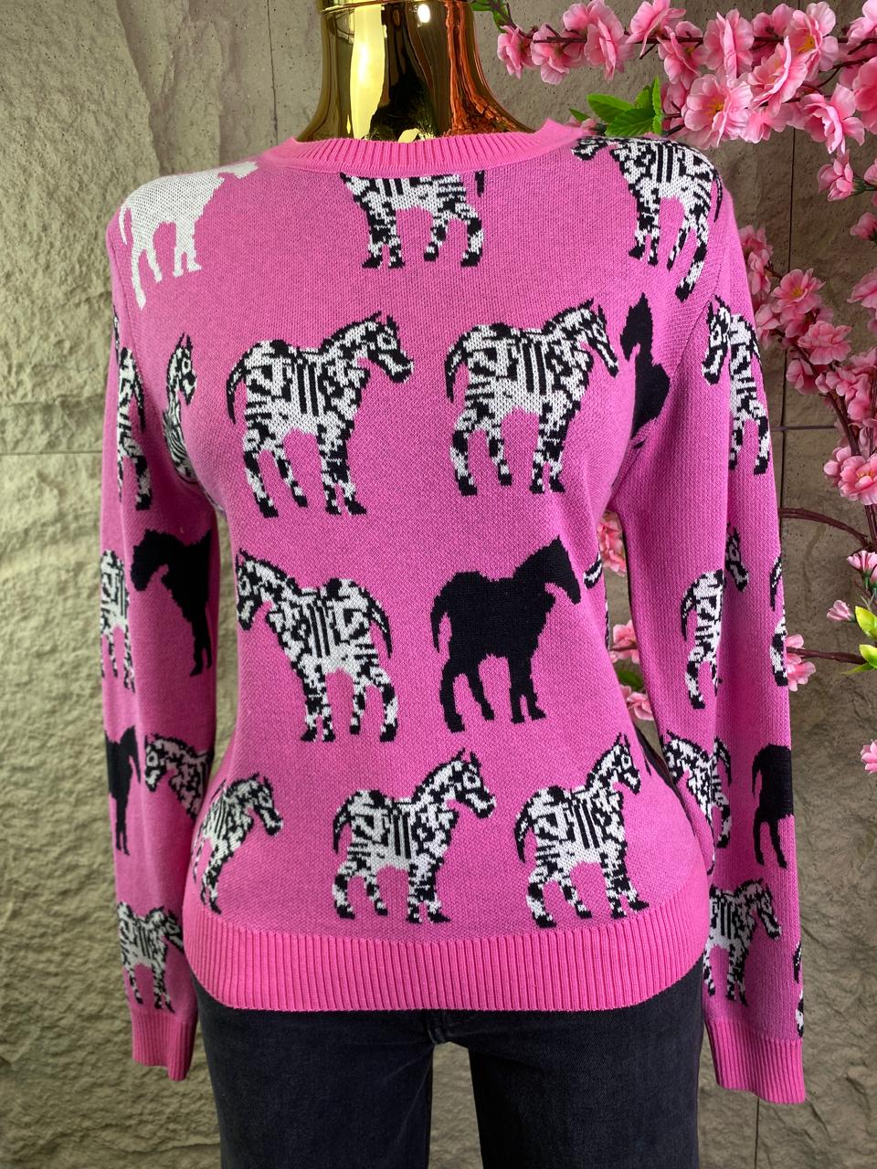 SWEATER DE PUNTO CEBRAS ROSA