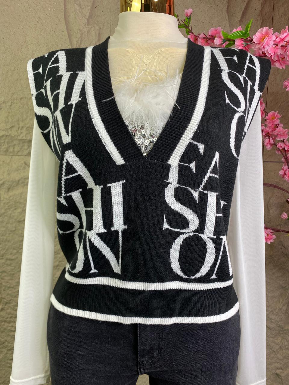 CHALECO DE PUNTO FASHION NEGRO