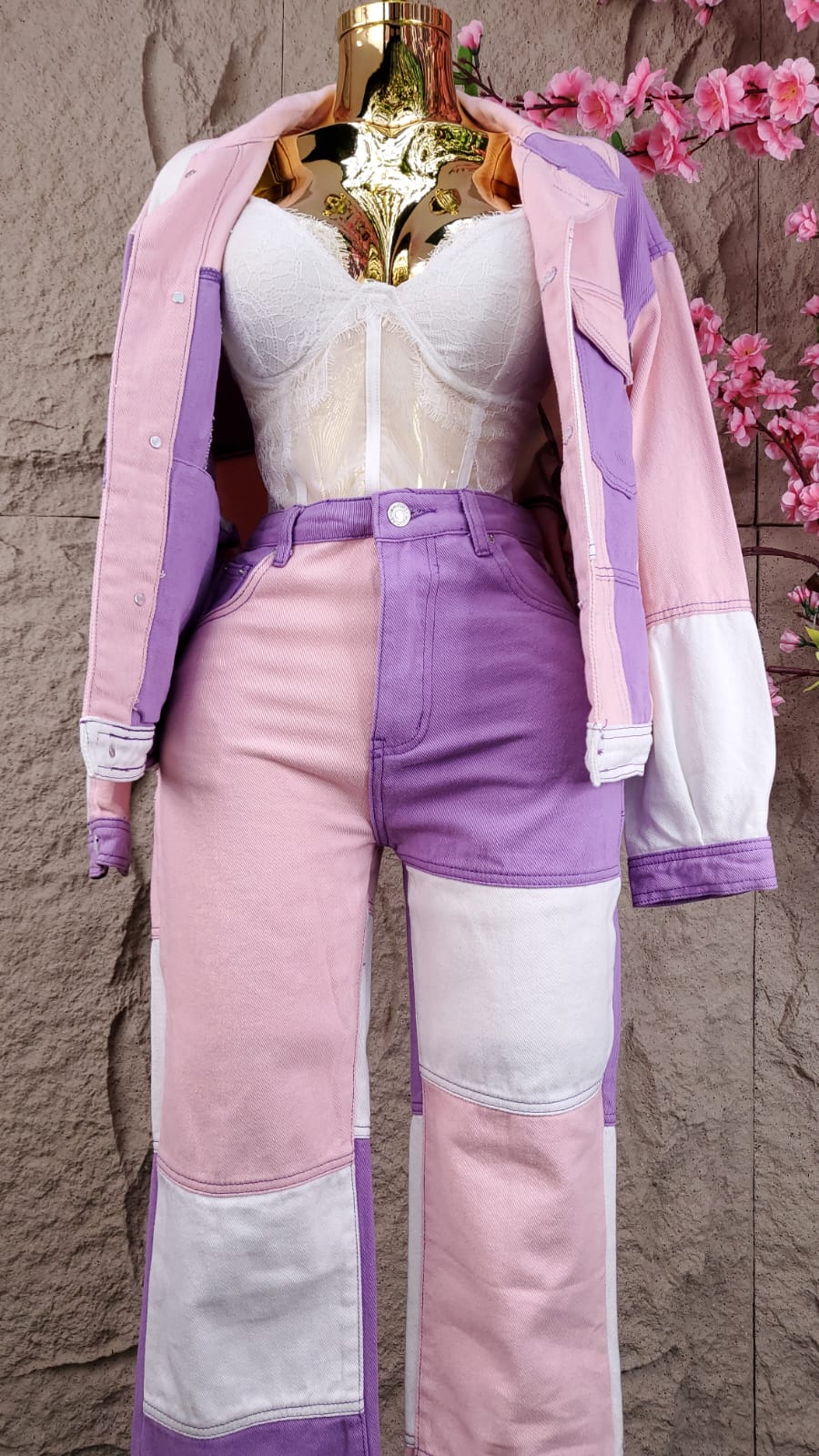 CONJUNTO CHAMARRA /PANTALON MEZCLILLA BICOLOR
