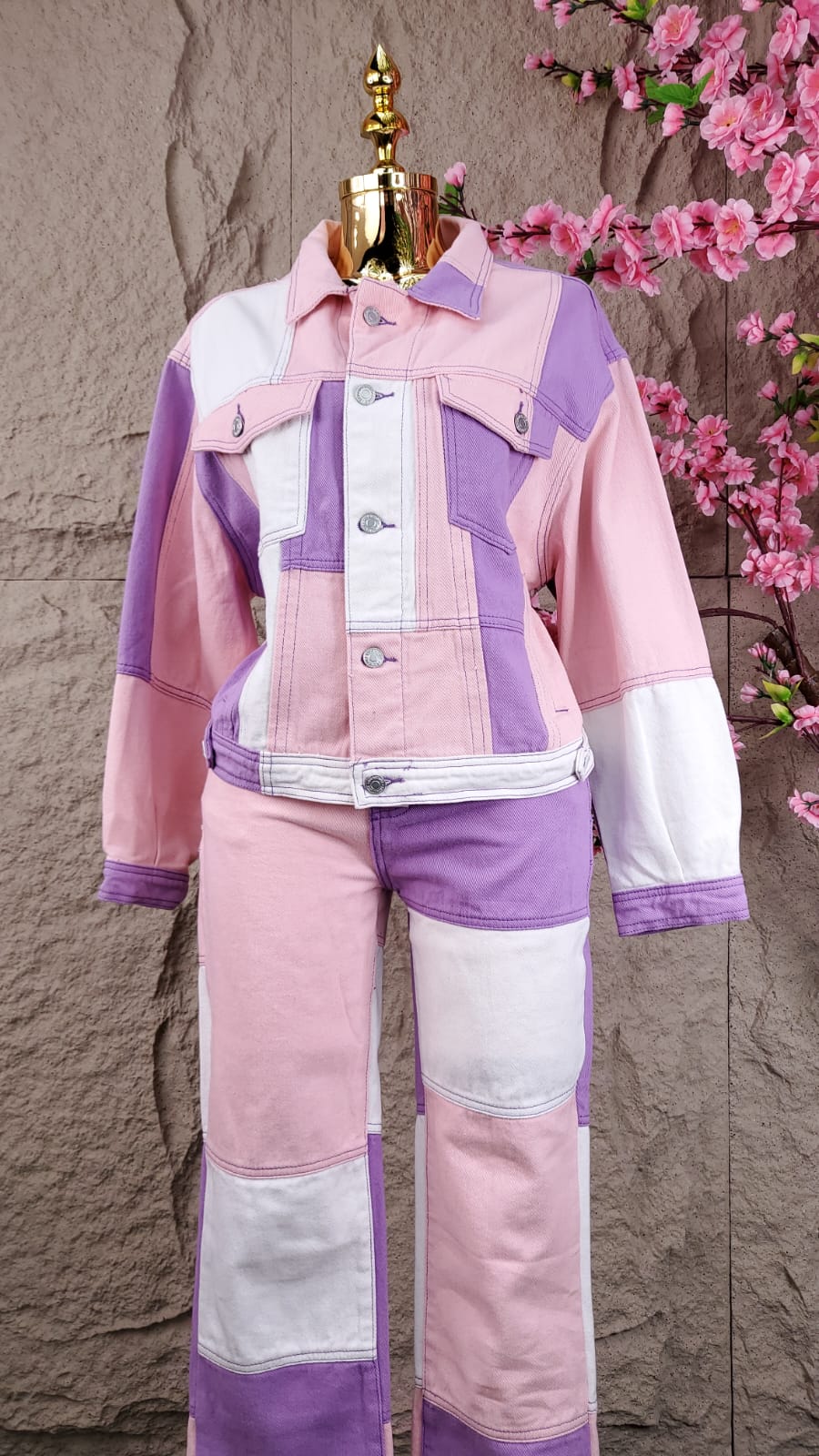 CONJUNTO CHAMARRA /PANTALON MEZCLILLA BICOLOR
