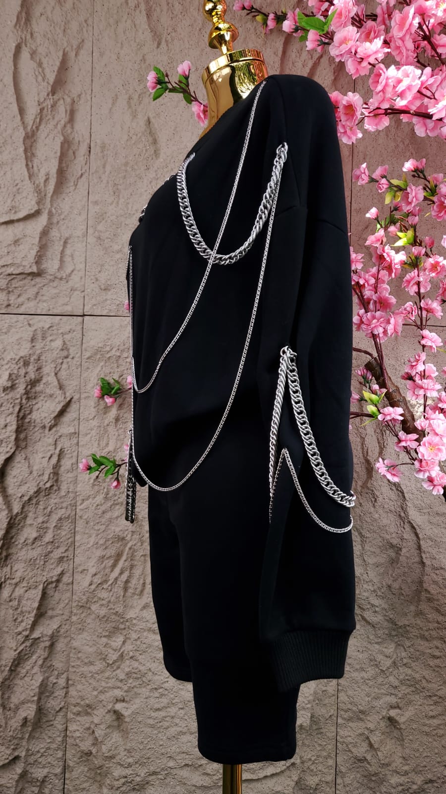 CONJUNTO DEPORTIVO CON CADENAS NEGRO