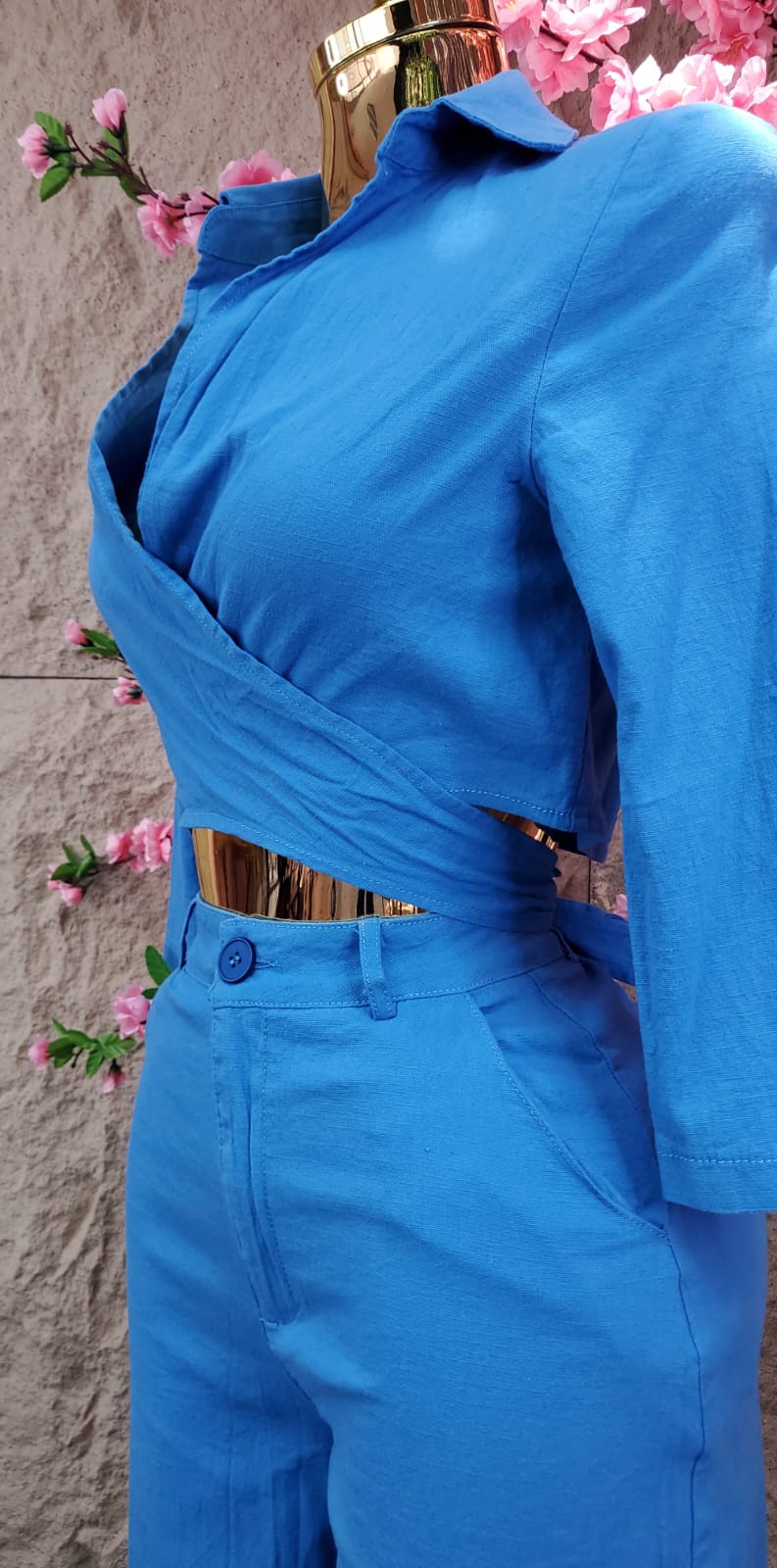 CONJUNTO PANT/BLUSA ALGODON AZUL