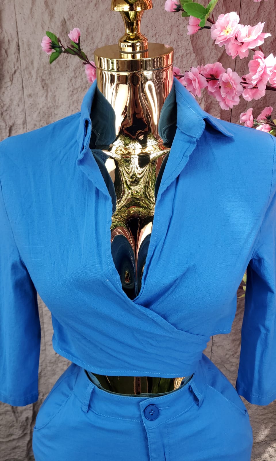 CONJUNTO PANT/BLUSA ALGODON AZUL