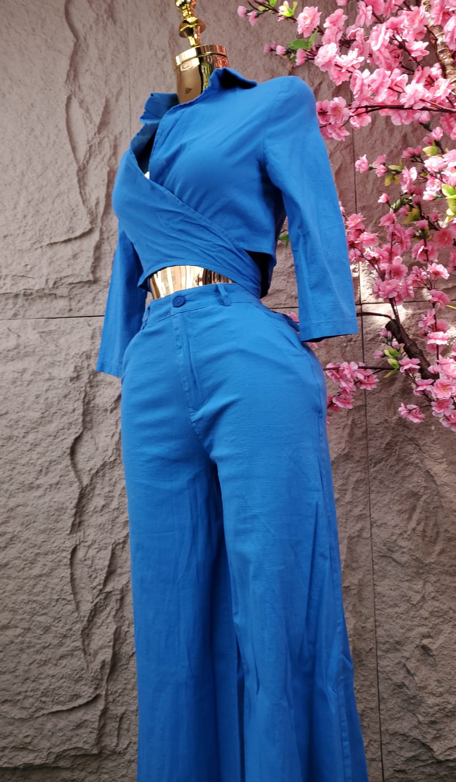CONJUNTO PANT/BLUSA ALGODON AZUL