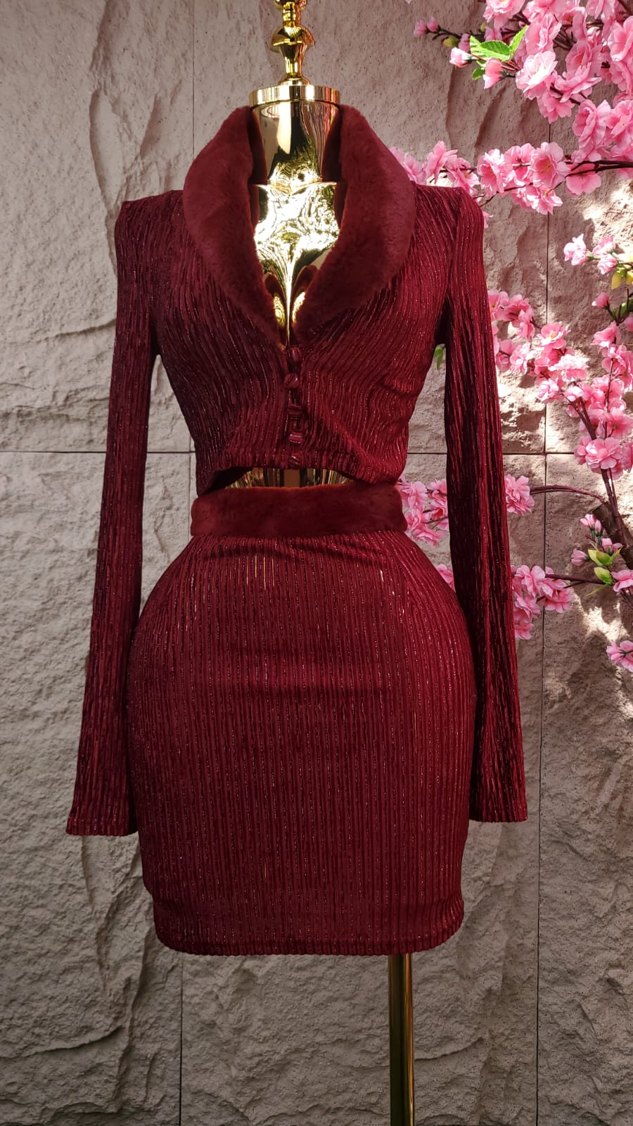 CONJUNTO FALDA/BLUSA VINO
