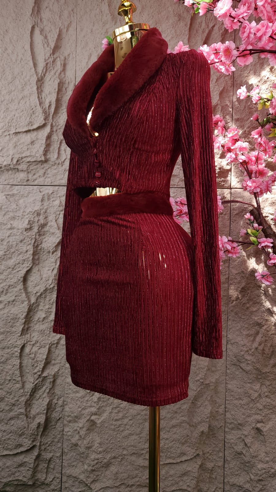 CONJUNTO FALDA/BLUSA VINO