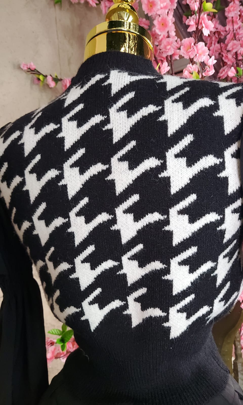 BLUSA ML INVERNAL TIPO CHALECO BLANCO & NEGRO