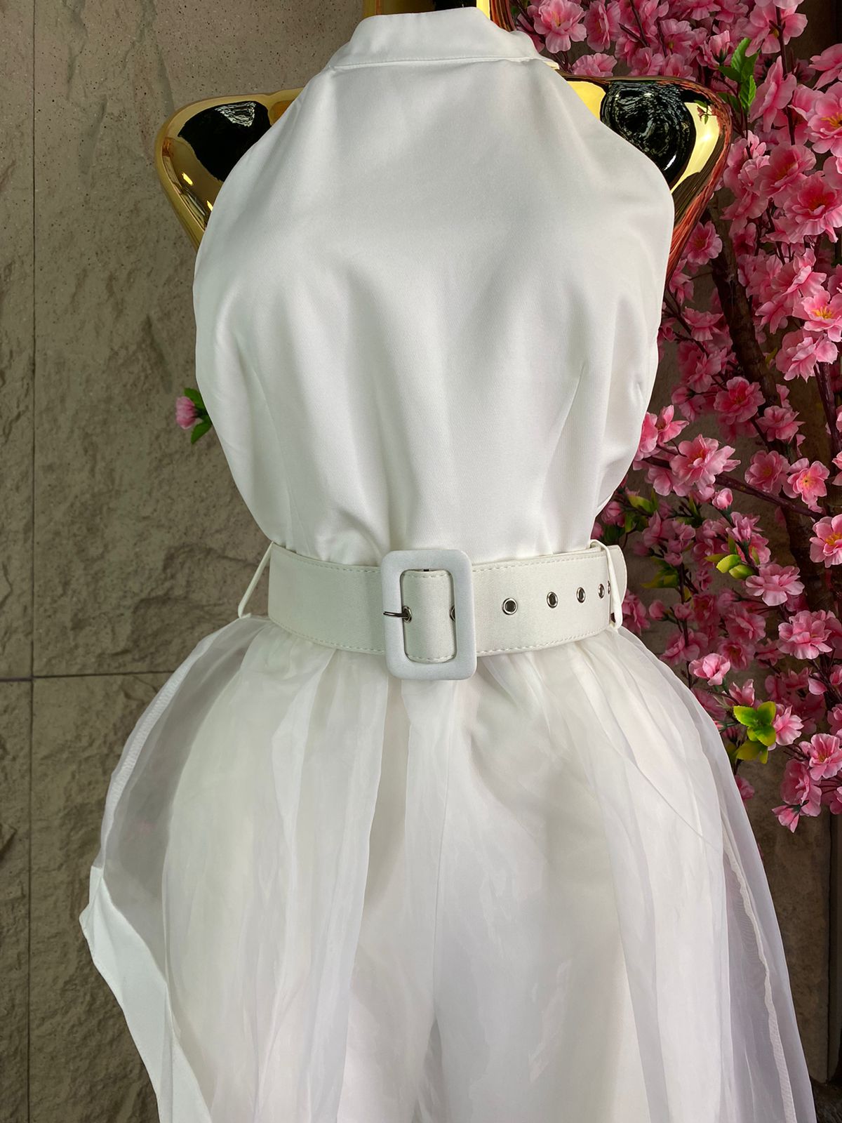 CONJUNTO PANTALON/BLUSA HIGH LOW BLANCO